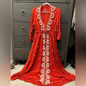Free People Embroidered Fable Midi Dress